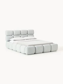 Gestoffeerd bed Tayla van bouclé met opbergruimte