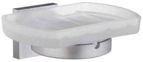 Smedbo House Zeepschaal - 12x8cm - wandmodel - geborsteld chroom/mat glas RS342