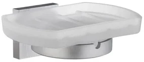 Smedbo House Zeepschaal - 12x8cm - wandmodel - geborsteld chroom/mat glas RS342