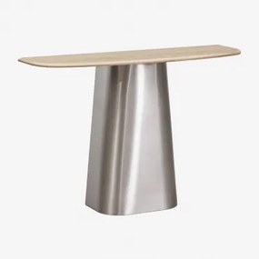 Moreila Halfronde Console 120x40 Cm In Natuursteen En Roestvrij Staal Travertine - Sklum