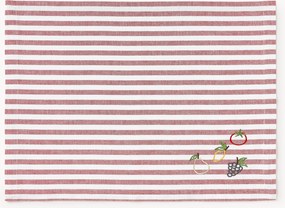 Gestreepte placemats Melony met geborduurde motieven, 2-delig