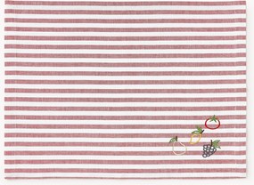 Gestreepte placemats Melony met geborduurde motieven, 2 stuks