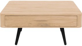 Goossens Salontafel Bjarte vierkant, hout eiken wit, stijlvol landelijk, 90 x 40 x 90 cm