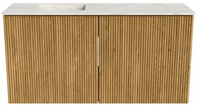 Mondiaz Joya DLux 80cm toiletmeubel oak met wastafel faye links zonder kraangat ostra