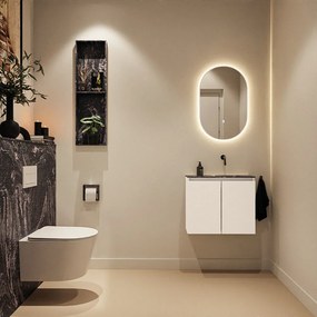 Mondiaz Ture DLux toiletmeubel 60cm talc met wastafel lava rechts zonder kraangat