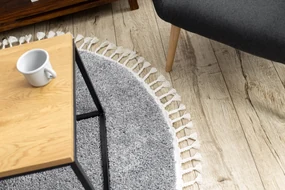 Tapijt BERBER 9000 ROND grijskleuring helder ,rand ,  Barber , marokkaanse shaggy