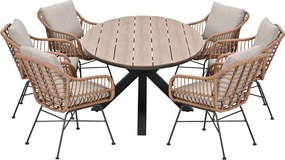Garden Impressions Lucas tuinset bruin 7-delig - Tulli tuintafel ovaal 220x115 cm