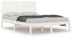 vidaXL Bedframe massief hout wit 150x200 cm 5FT King Size