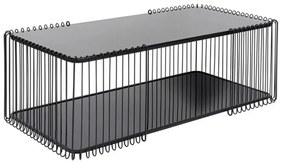 Kare Design Wire Double Rechthoekige Salontafel Met Glasplaat Zwart - 119.5 X 60cm.