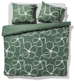 HEMA Dekbedovertrek 200x200/220 Zacht Katoen Bloem Groen (groen)