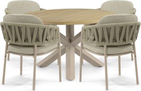 Tuinset Ronde Tuintafel 4 personen  Rope Zand/Beige  4 Seasons Outdoor Calma/Rockville