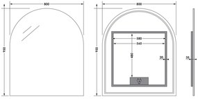 Sanituba Arch spiegel in boogvorm 80x95cm met verlichting