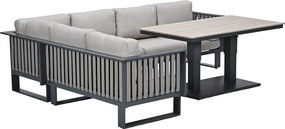 Garden Impressions Gabon - Brugge lounge dining set 5-delig - donker grijs