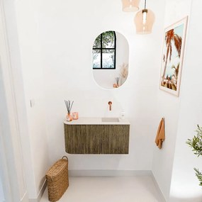 Mondiaz Joya DLux 80cm toiletmeubel ronding links dusk met wastafel faye rechts zonder kraangat meli