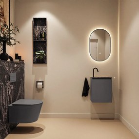 Mondiaz Ture DLux toiletmeubel 40cm dark grey met wastafel lava rechts met kraangat