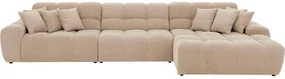 Goossens Excellent Bank Kubus - 30 X 30 Cm Stiksel wit, stof, 1,5-zits, modern design met chaise longue rechts