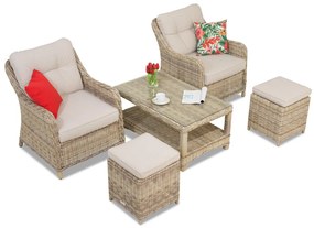Toledo Terrace technorattan set met beige Garden Point poefs