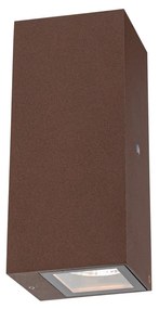 Buitenlamp Wandlamp roestbruin 2-lichts AR70 IP44 met schemersensor - Baleno Industriele / Industrie / Industrial GU10 IP44 Buitenverlichting
