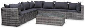 vidaXL 8-delige Loungeset met kussens poly rattan grijs