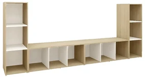 vidaXL Tv-meubelen 4 st 107x35x37 cm spaanplaat wit sonoma eikenkleur