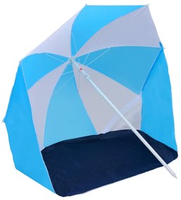 vidaXL Strandparasol/-tent 180 cm stof blauw en wit