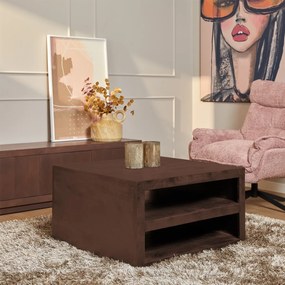 Starfurn Brussel Vierkante Salontafel Walnoot Hout - 80 X 80cm.