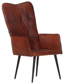 vidaXL Fauteuil echt leer bruin