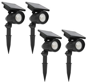 Set 4 stuks LED Solar tuinspot zwart