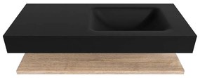 Zaro Alan badmeubel 110cm met planchet washed oak en vrijhangende wastafel cloud rechts 1 kraangat urban