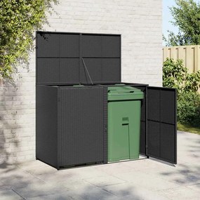 vidaXL Containerberging dubbel 148x80x111 cm poly rattan zwart