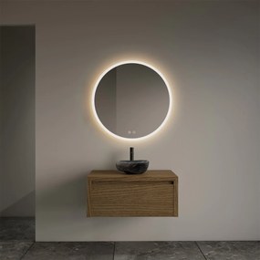 Gliss Design Ares badmeubel 80cm castle brown met rivierstenen waskom