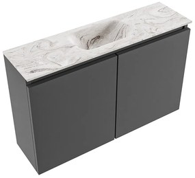 Mondiaz Ture DLux toiletmeubel 80cm dark grey met wastafel glace midden met kraangat