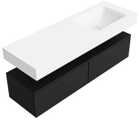 Zaro Alan badmeubel 140cm urban 2 lades met vrijhangende wastafel cloud rechts 1 kraangat talc