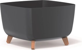 Prosperplast Gracia Square Bloempot - 39 cm - Antraciet - Op poten