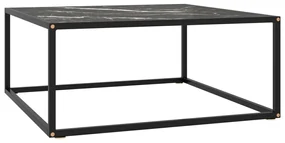 vidaXL Salontafel met zwart marmerglas 80x80x35 cm zwart