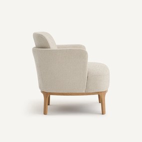 Fauteuil, massief eiken en stof met structuur, JABOTE