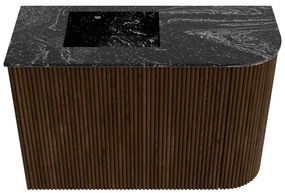 Mondiaz Joya DLux 60cm toiletmeubel ronding rechts walnut met wastafel faye links zonder kraangat lava