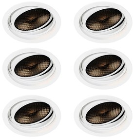 Set van 6 Moderne inbouwspot wit verstelbaar - Coop 111 Honey