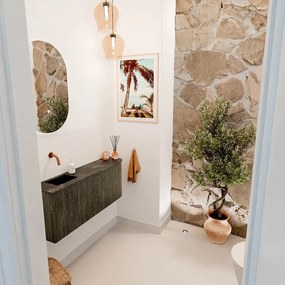 Mondiaz Joya DLux 100cm toiletmeubel ronding rechts shadow met wastafel faye links zonder kraangat lava