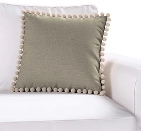 Dekoria Kussenhoes Wera met pompons, beige-grijs 45 x 45 cm