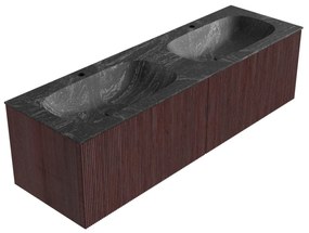 Mondiaz Kurve-dlux 150cm badmeubel ruby met 2 lades en wastafel stor small dubbel 2 kraangaten lava