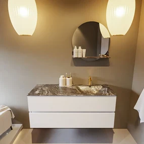 Mondiaz Vica DLux badmeubel 120cm talc 2 lades met wastafel lava rechts 1 kraangat