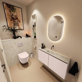 MONDIAZ TURE-DLUX 100cm toiletmeubel Rosee. EDEN wastafel Ostra positie midden. Zonder kraangat. TUREDX100ROSM0OST