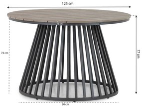 Tuinset Ronde Tuintafel 125 cm Kunststof Grijs 4 personen Lifestyle Garden Furniture Salina/Sorrento