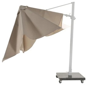 4 Seasons Outdoor Siesta PREMIUM 300 x 300 cm parasol zand doek met wit frame Parasol   houtkleur weerbestendig
