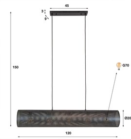 Hanglamp Koker Geperforeerd Staal 120 Cm
