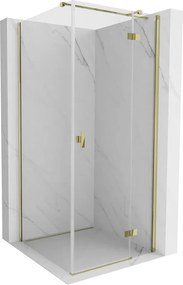 Mexen Mist-H T douchecabine scharnierend rechts 80 x 80 cm, transparant, goud - 8A5T-080-080-50-00-P