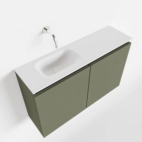 Mondiaz Ture 80cm toiletmeubel army met wastafel talc links geen kraangat