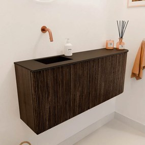 Mondiaz Joya 100cm toiletmeubel ronding rechts walnut met wastafel faye links zonder kraangat urban