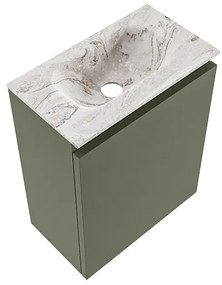 Mondiaz Ture DLux toiletmeubel 40cm army met wastafel glace midden zonder kraangat